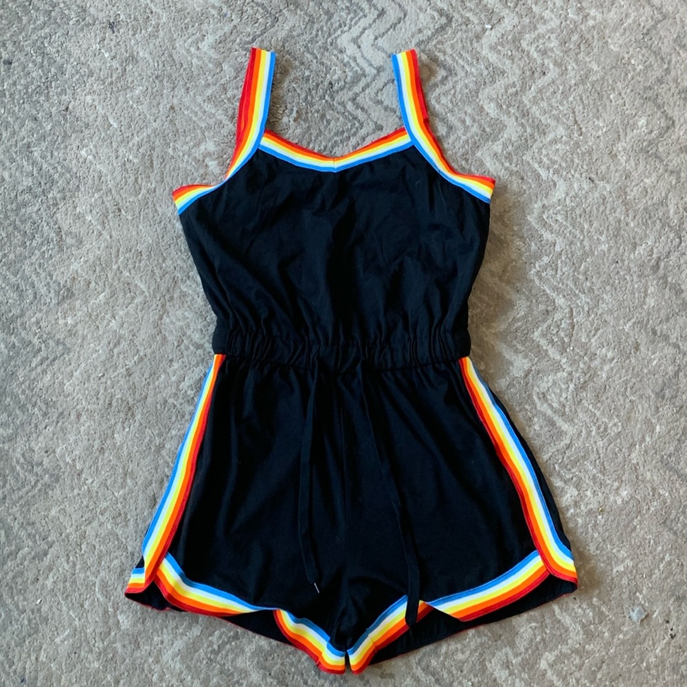 Milumia Women Romper Rainbow striped elastic waist play suit- size S